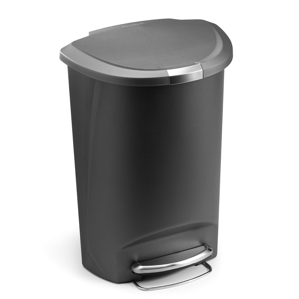 simplehuman 50-liter semi-round trash can with pedal and lock for hands-free disposal