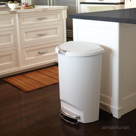 simplehuman 50L semi-round trash can with soft-close lid for quiet, controlled use