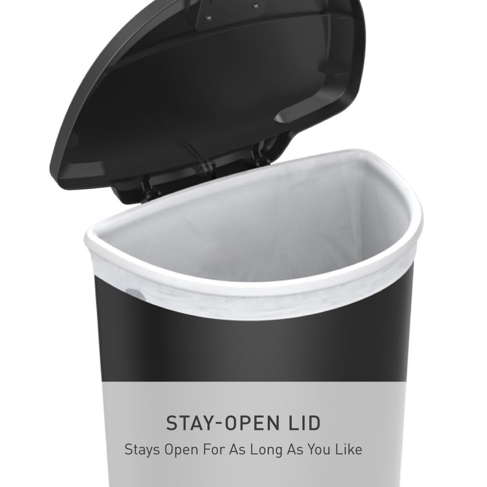 simplehuman 75% recycled plastic black body for durable construction.