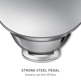 simplehuman brushed stainless steel finish resists fingerprints for a clean look
