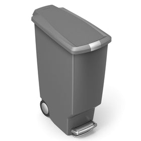 simplehuman built-in wheels make the slim can easy to move.