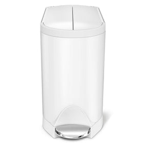 simplehuman Butterfly Step Can Lid Shox silent close for quiet mornings.