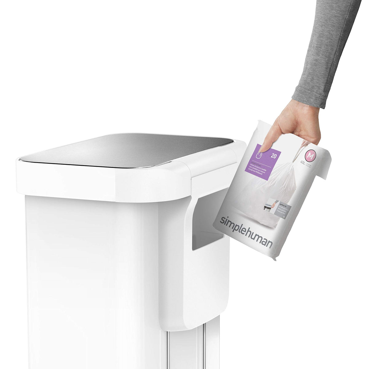 simplehuman Code M liners fit perfectly, preventing bag slip.