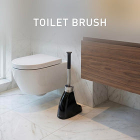 simplehuman dome-cover storage keeps the brush discreet and clean when not in use