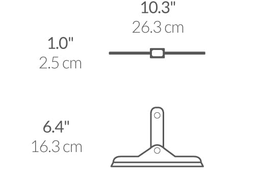 Simplehuman foldaway squeegee rust-proof materials resist wet conditions.