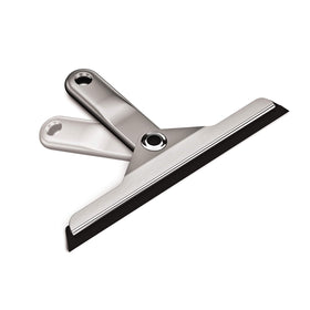 Simplehuman foldaway squeegee weighted-handle enables smooth gliding.