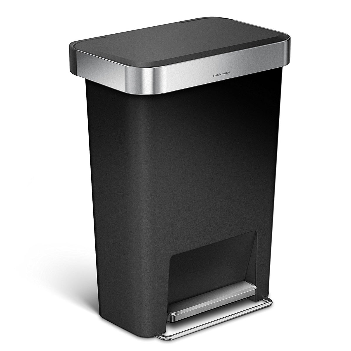 simplehuman hybrid step can front view with silent close feature