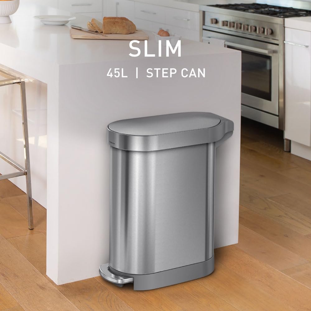 simplehuman lid-shox slow-close lid delivers quiet operation in busy kitchens.