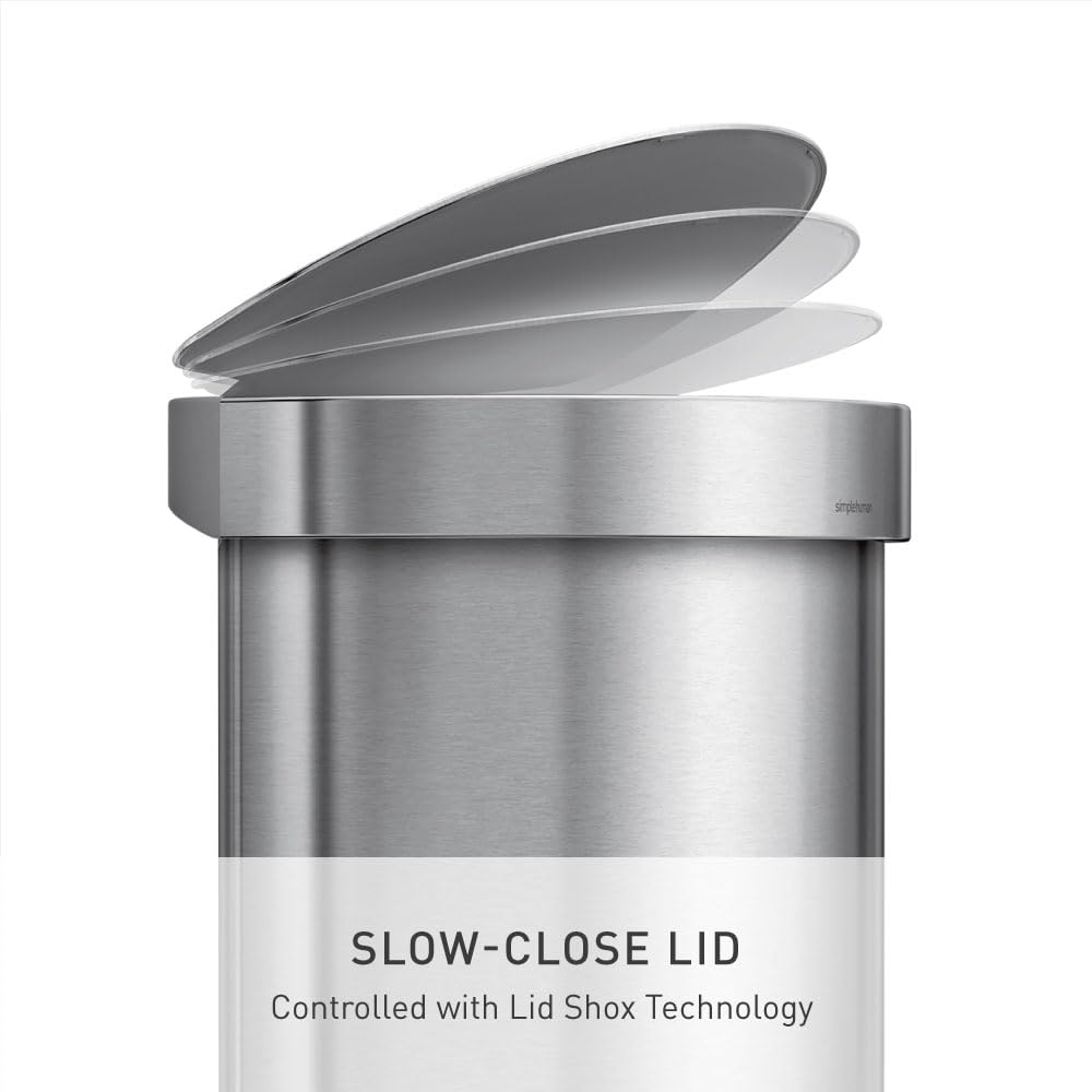 simplehuman liner rim flip-up enables quick, tidy bag changes