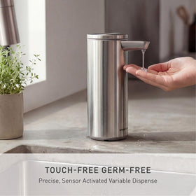 Simplehuman sensor pump dispensing soap with motion activation for touchless cleanliness