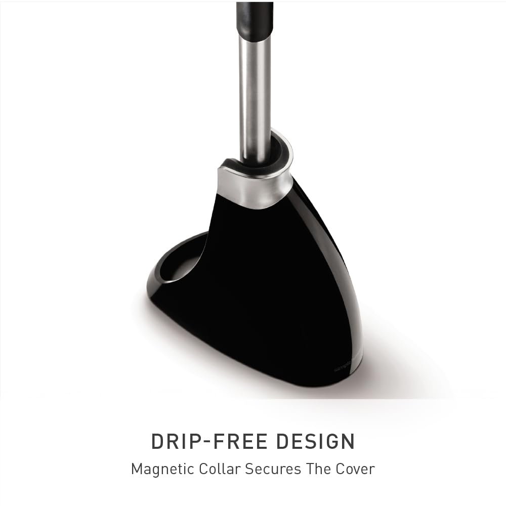 simplehuman magnetic collar enables drip-free transport of the brush and cover