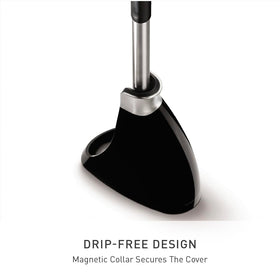 simplehuman magnetic collar enables drip-free transport of the brush and cover