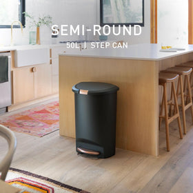 simplehuman pet-proof slide lock keeps lids secure and pets out of the trash.
