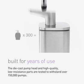 simplehuman brushed stainless steel finish resists fingerprints and water spots