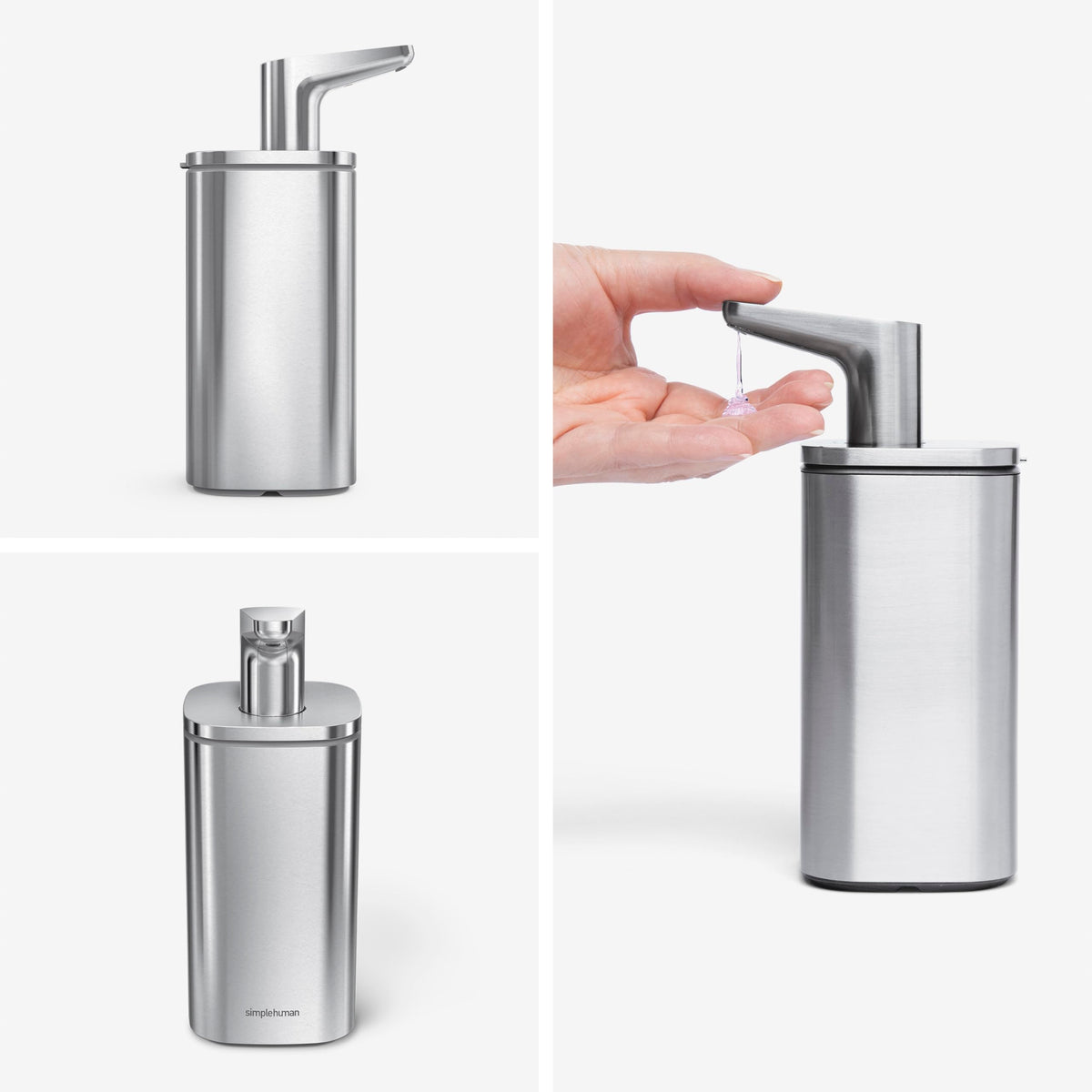 simplehuman pulse pump nozzle close-up highlighting no-drip precision for clean counters