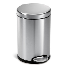 Simplehuman round step can 4.5L front view showing compact footprint for small spaces