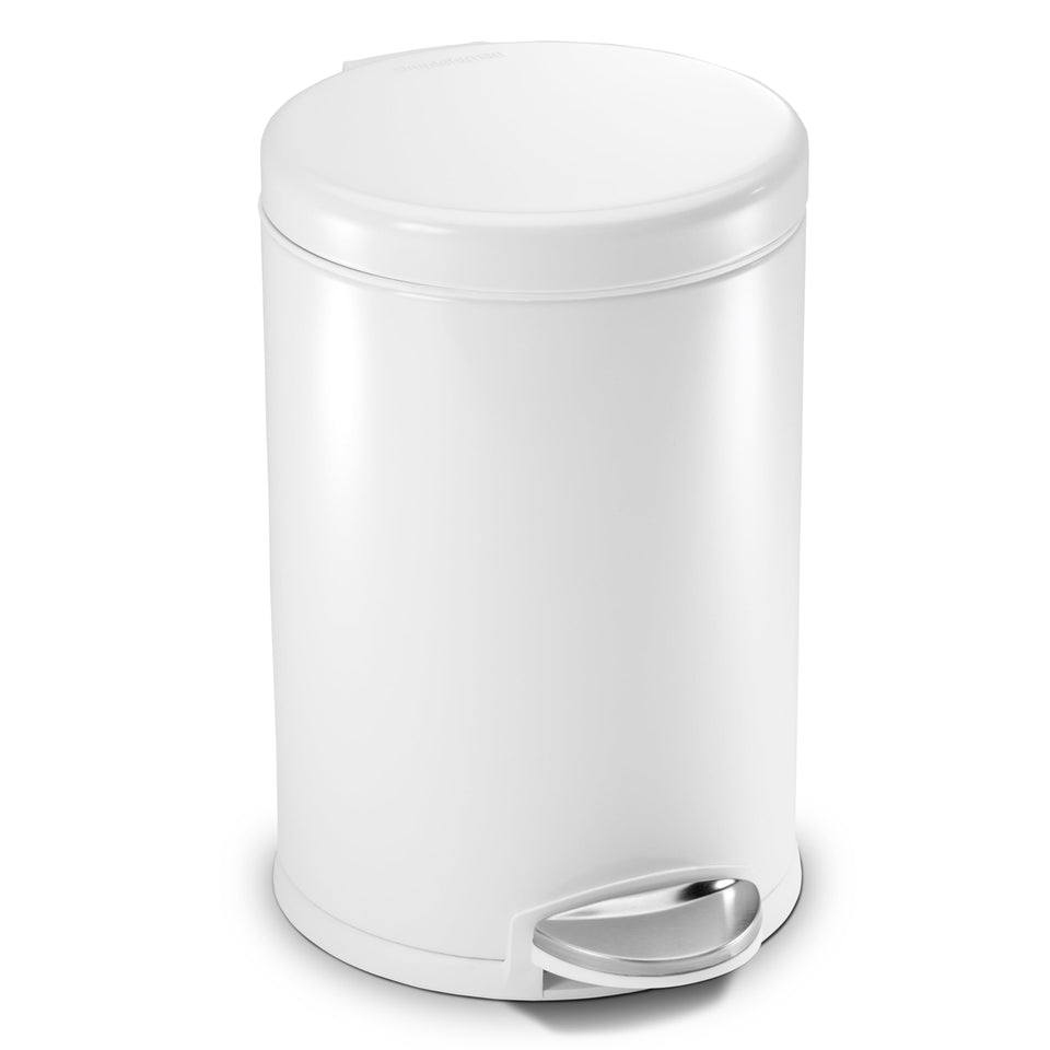 simplehuman round step can beside the toilet with compact footprint for small bathrooms daily use ease