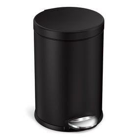 simplehuman Round Step Can in compact bathroom front view showing space-saving design.