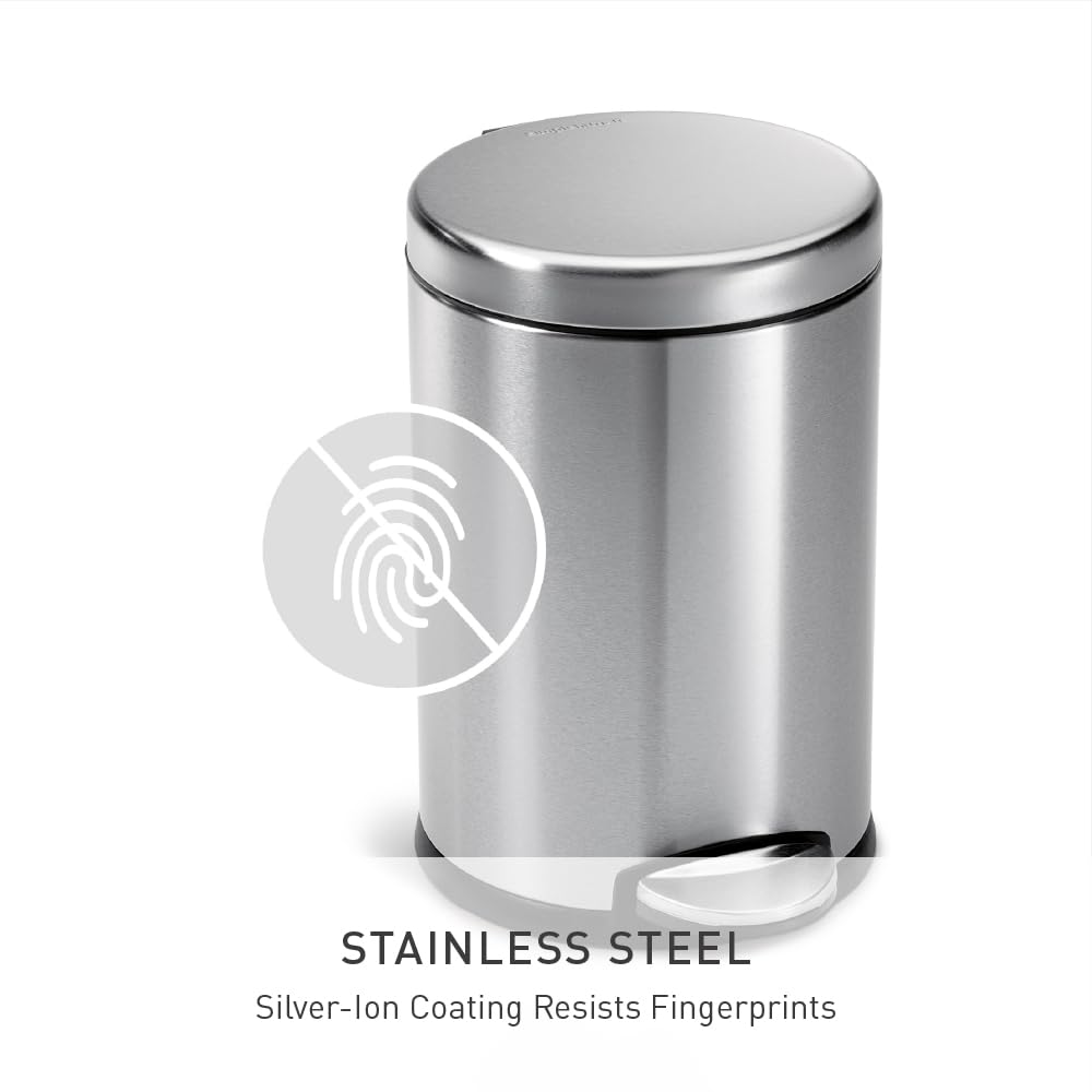 Simplehuman round step can 4.5L lid shox close quietly for bedrooms or bathrooms