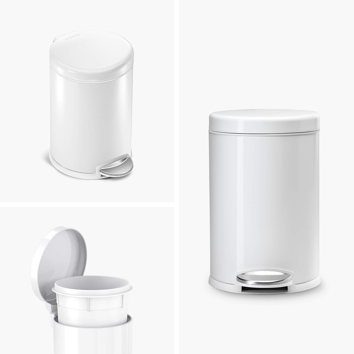 simplehuman round step can lid-shox silent close for quiet mornings and late nights