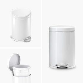 simplehuman round step can lid-shox silent close for quiet mornings and late nights