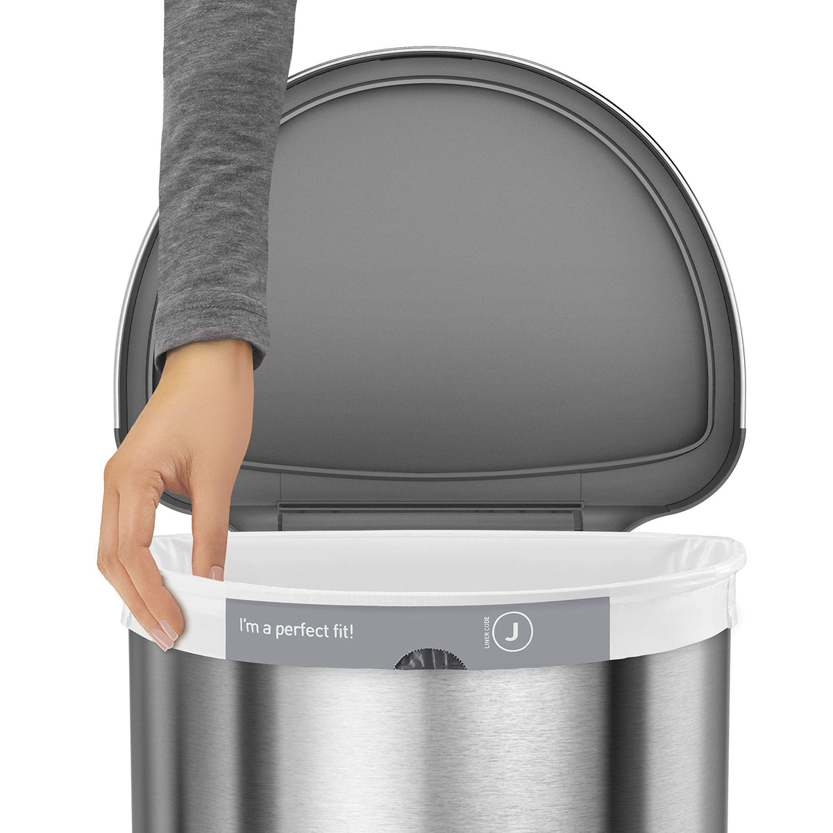 simplehuman code J liners stored inside for easy refills