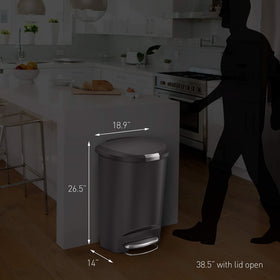 simplehuman slide lock keeps lid secure from pets and curious children.
