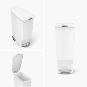 simplehuman slim 40L trash can pedal action showing smooth lifting of the lid