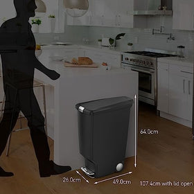 simplehuman slim 40L trash can slide lock securing the lid against pets or children