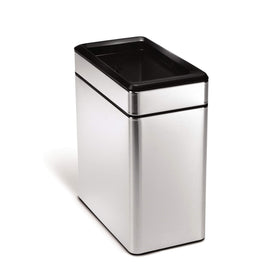 simplehuman Slim Open Can 10L with narrow profile for tight hallways and busy spaces.