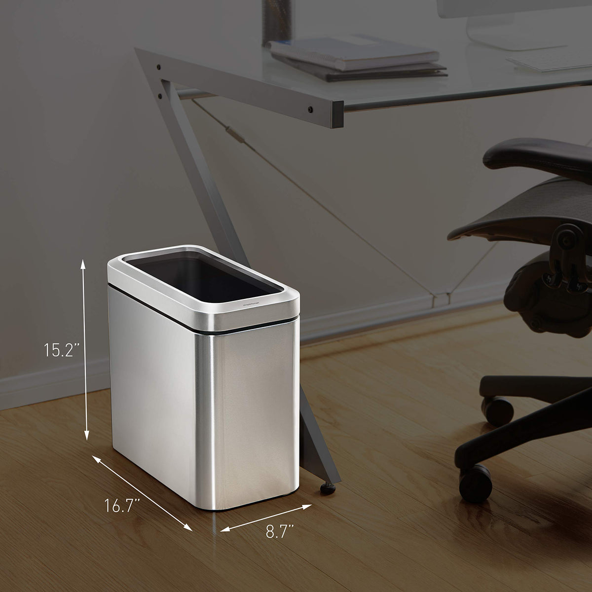 simplehuman Slim Open Can 25L Code F liner fit ensures neat restocking