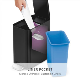 simplehuman Slim Step Can 5L internal hinge demonstrating flush wall placement