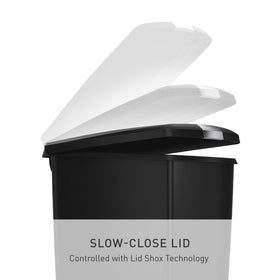 simplehuman 40L slim trash can open lid demonstrating stay-open convenience for longer tasks