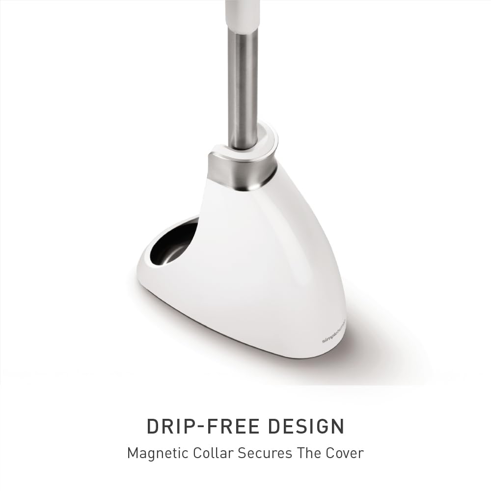 simplehuman toilet brush with magnetic collar ensures drip-free transport and storage