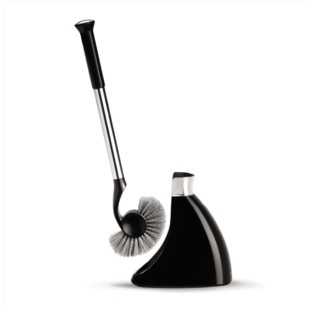 simplehuman toilet brush with caddy in stainless steel and black for hygienic storage