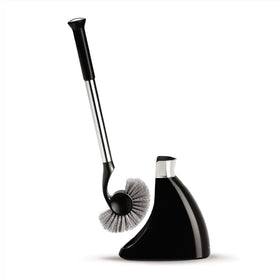 simplehuman toilet brush with caddy in stainless steel and black for hygienic storage