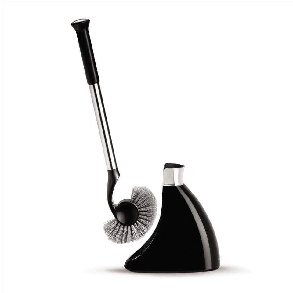simplehuman toilet brush with caddy in stainless steel and black for hygienic storage