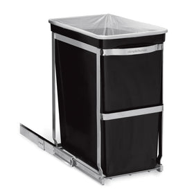 simplehuman under-counter pull-out can front view showing hidden trash for a cleaner kitchen
