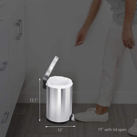 simplehuman white steel finish complements modern bathrooms and small spaces