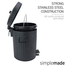 SIMPLEMADE round trash can features removable inner barrel for easy disposal.
