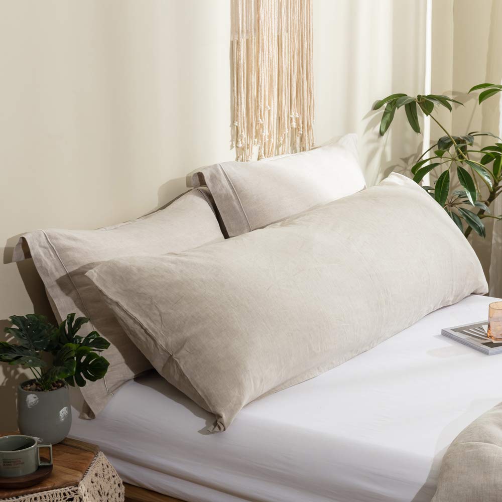 Simple&Opulence body pillow cover 20x54 in pure linen for breathable comfort