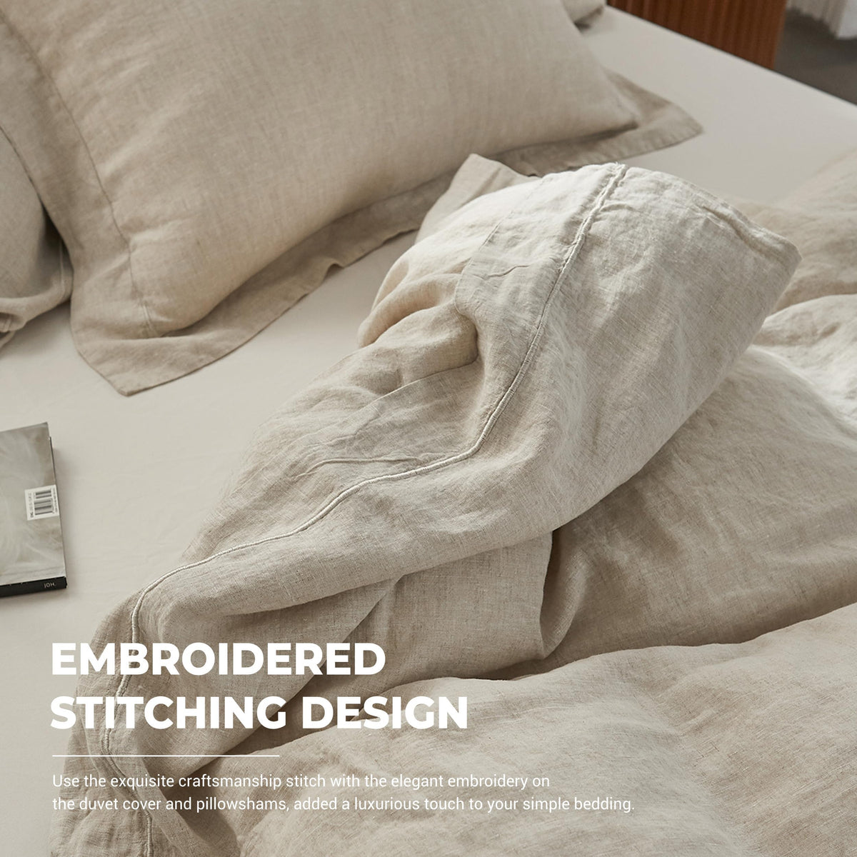 Simple&Opulence embroidered pillowshams detail enhances coordinated bedding set.