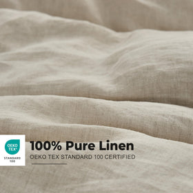 Simple&Opulence king-size duvet cover in natural linen provides breathable comfort.