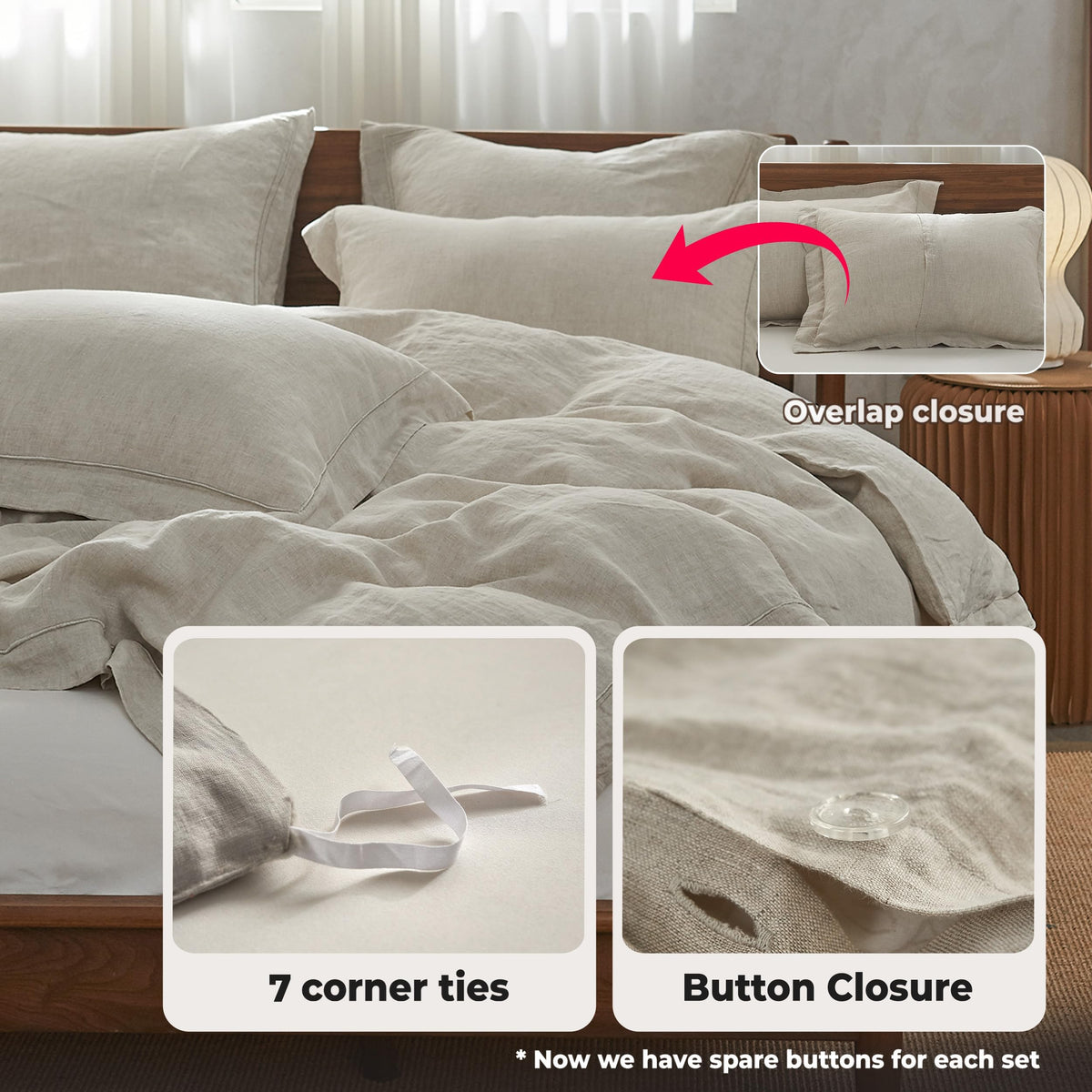 Simple&Opulence linen fabric close-up highlights soft, breathable texture.