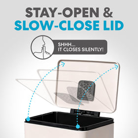 SIMPLI-MAGIC 13-gallon can fits standard trash bags for easy swaps