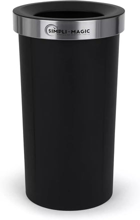 SIMPLI-MAGIC 16-gallon open-top trash can in stainless steel for durable use.