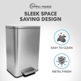 SIMPLI-MAGIC 50L trash can simplifies bag changes with stay-open feature