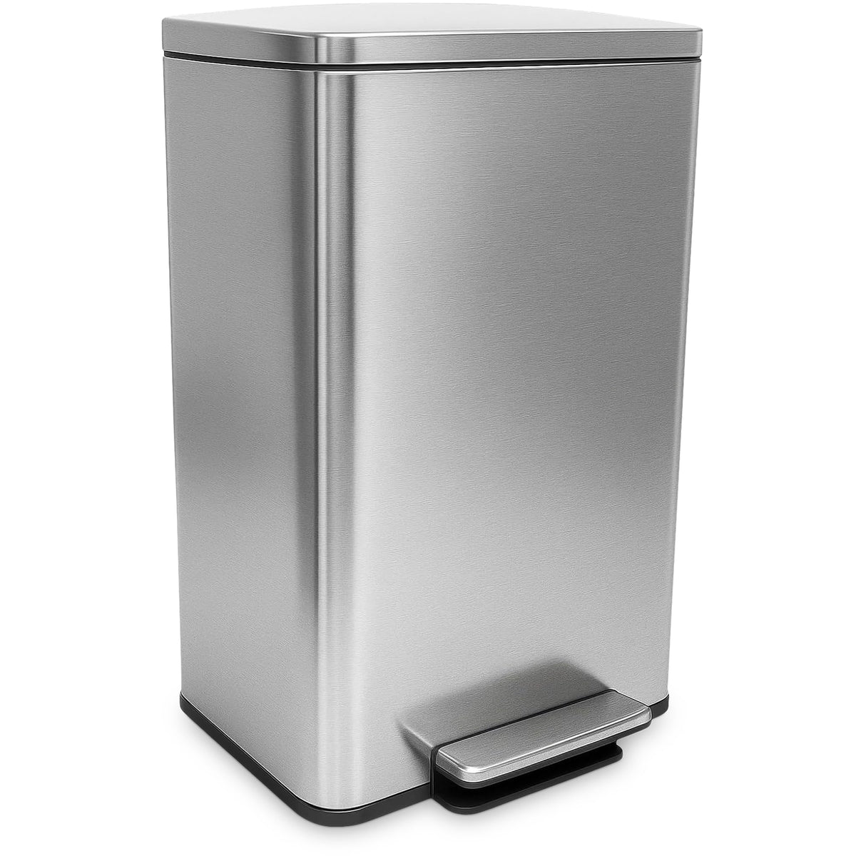 SIMPLI-MAGIC 50L trash can with foot pedal and quiet-close lid for hands-free use