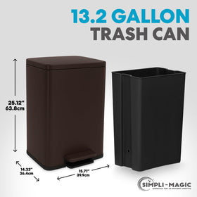 SIMPLI-MAGIC 50L trash can foot pedal hands-free use