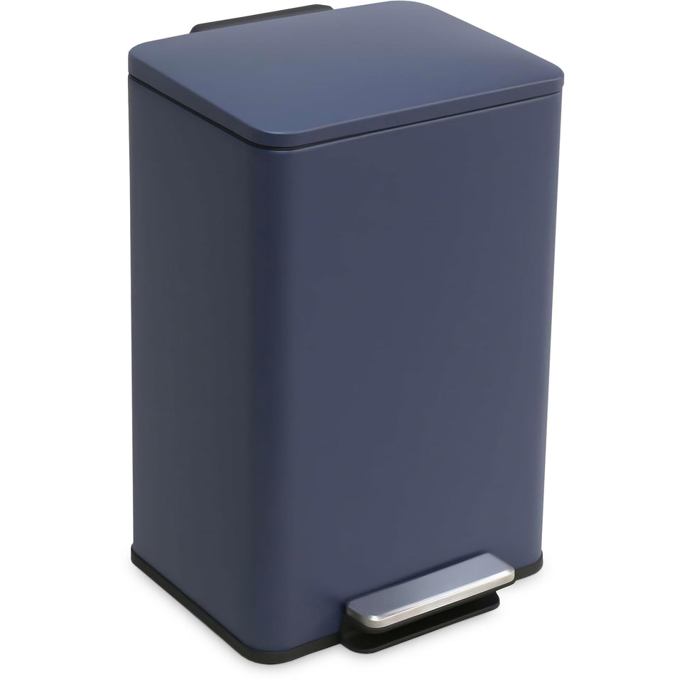 SIMPLI-MAGIC 50L trash can front view with smudge-resistant finish for daily cleanliness.